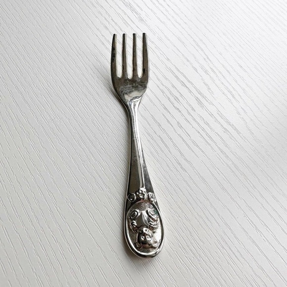 C.R. Gibson Teddy Bear Silver Plated Baby Fork - Picture 1 of 6